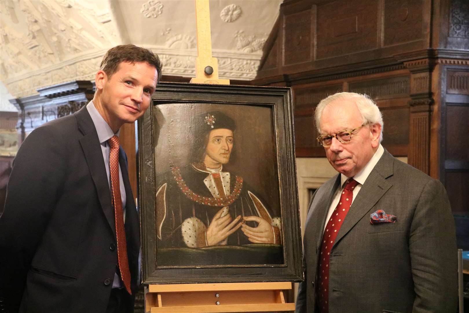 Duncan Lesley, the CEO of Hever Castle, with Dr David Starkey and the portrait