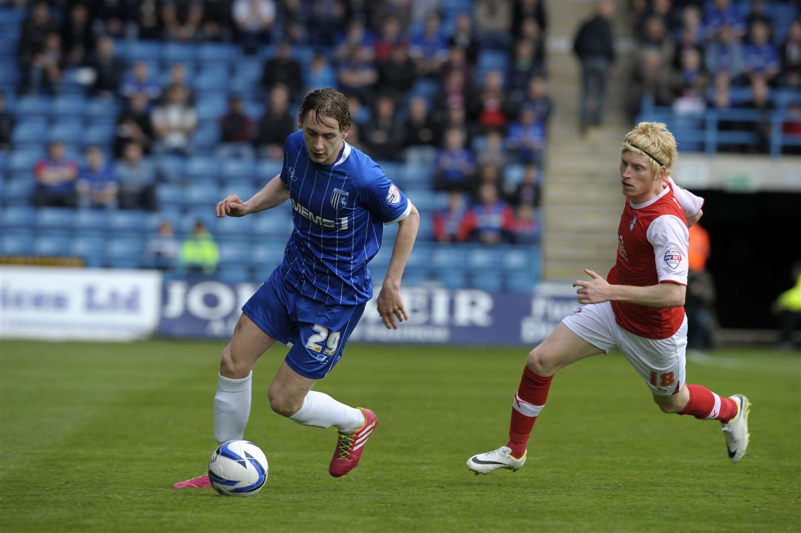 Ben Pringle looks to win the ball back for Rotherham at Priestfield in the 2013/14 season Picture: Barry Goodwin