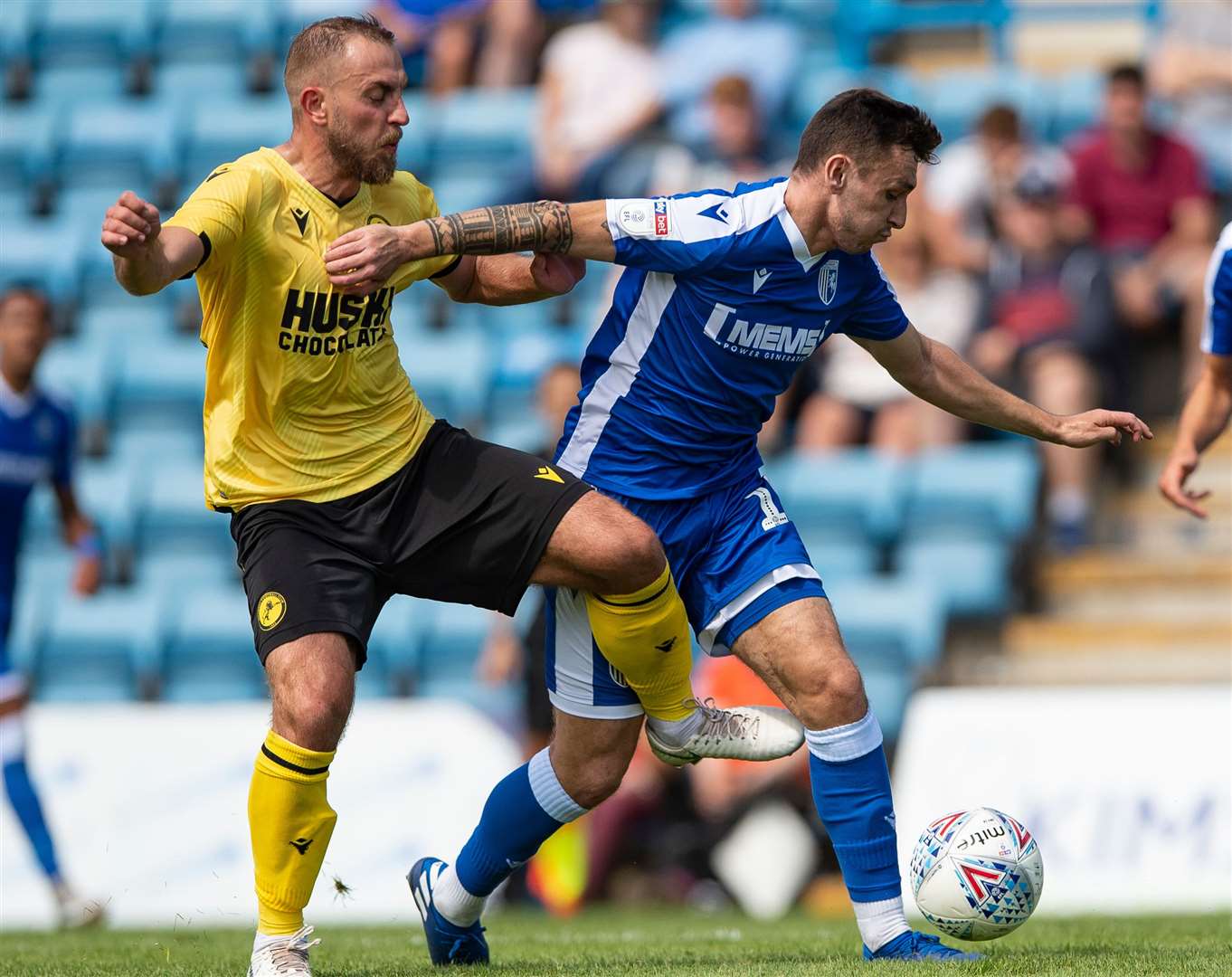 Nathan Thomas is challenged in a friendly match for Gillingham against Millwall Picture: Ady Kerry