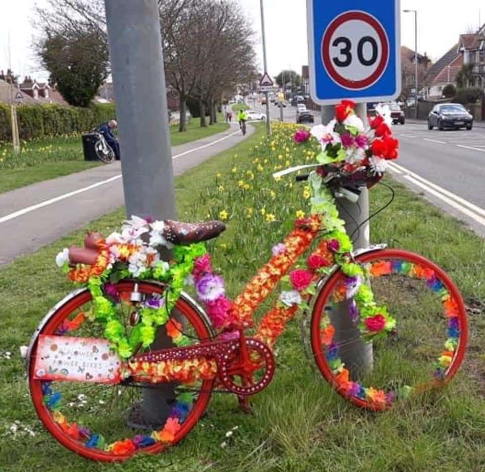 The creator described how people had been stopping to pose with the creations. Picture: Flower Power Bikes