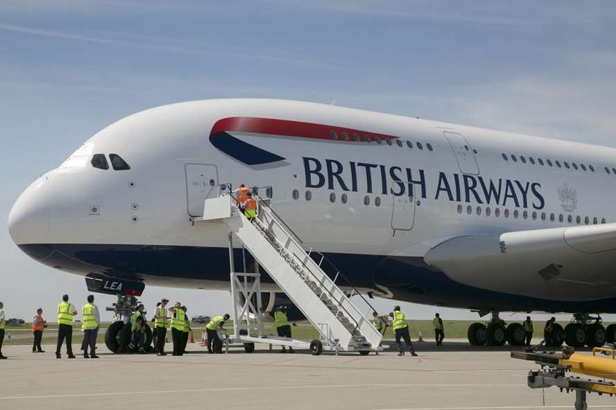 British Airways Airbus A380 at Manston Airport. Picture: Tim Stubbings/Maxim
