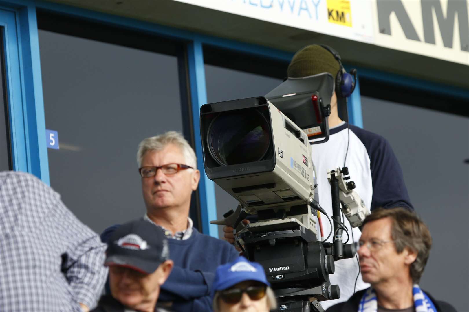 TV Cameras at Priestfield Stadium for a live match