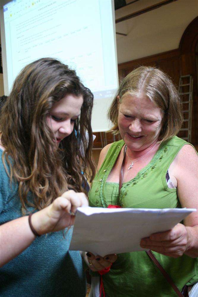 Parents will be waiting to hear how their children did in GCSEs, like Lizzy Irvine's mother Maggie last year in Westgate