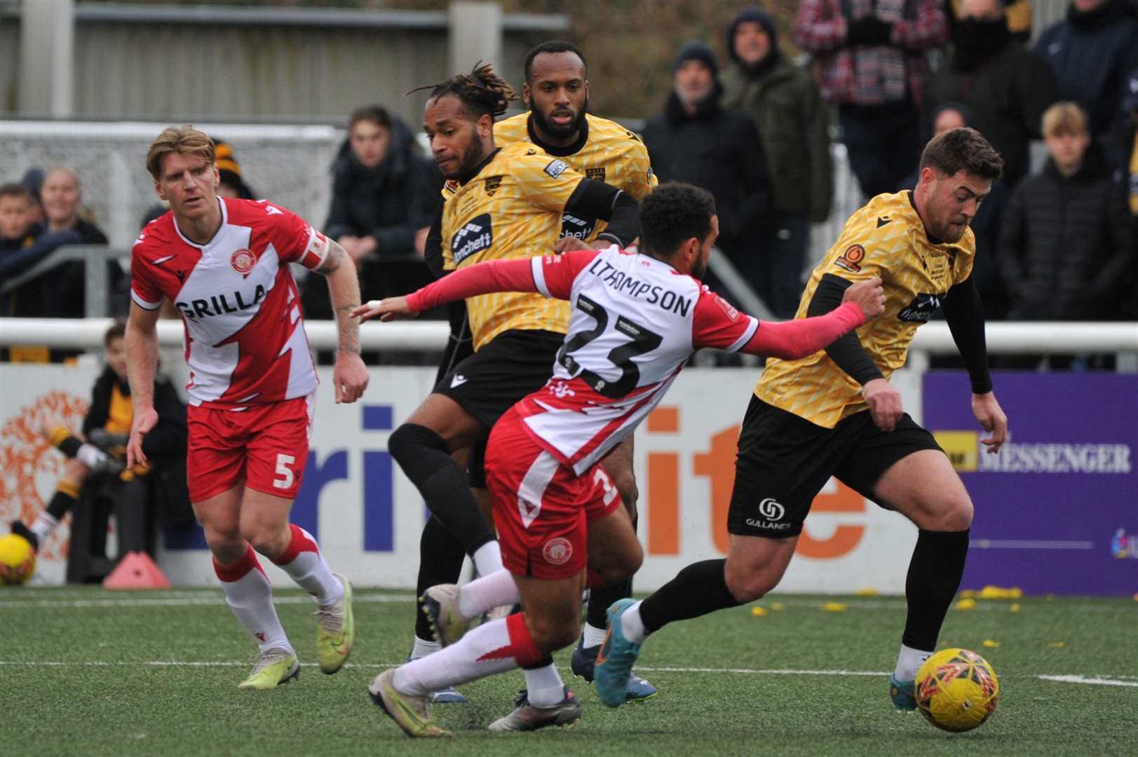 Sam Bone comes away with the ball against Stevenage. Picture: Steve Terrell