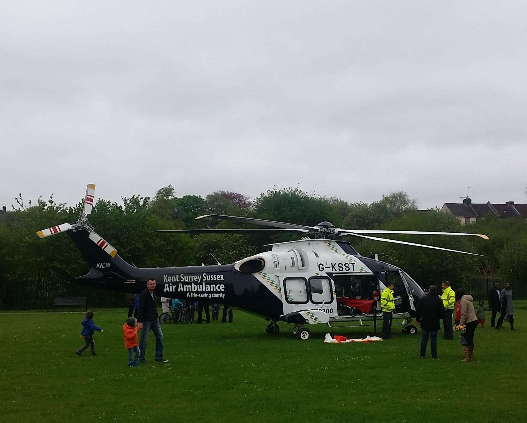 The air ambulance lands at Hillyfields Park in Gillingham (1661218)