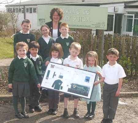 Head teacher Stella Sudds with some of her pupils