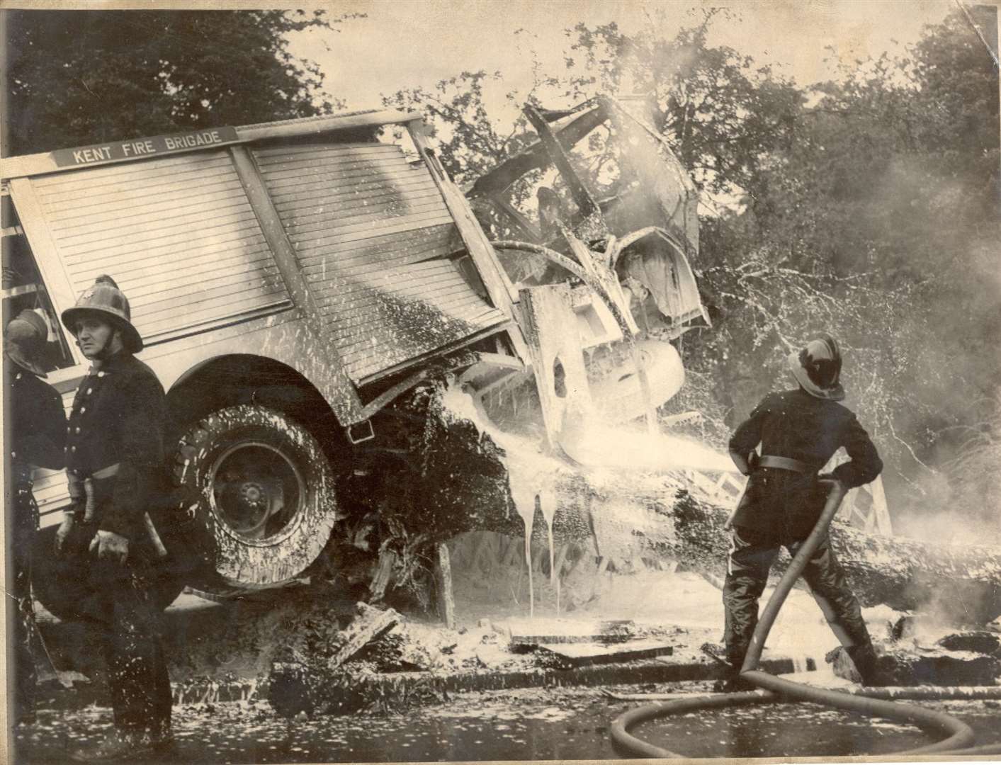 The fire tender crash in College Road, Maidstone, on September 2, 1970