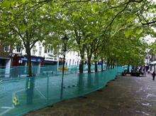 Fencing put up as part of roadworks in Ashford's Lower High Street