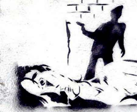 PART OF ONE OF THE IMAGES: an armed man standing over a prone and naked female figure