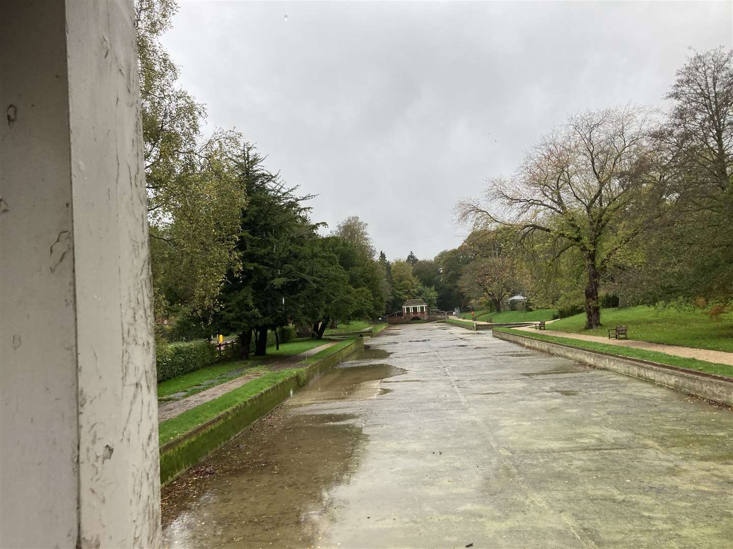 The pond in Russell Gardens, Dover, is currently empty