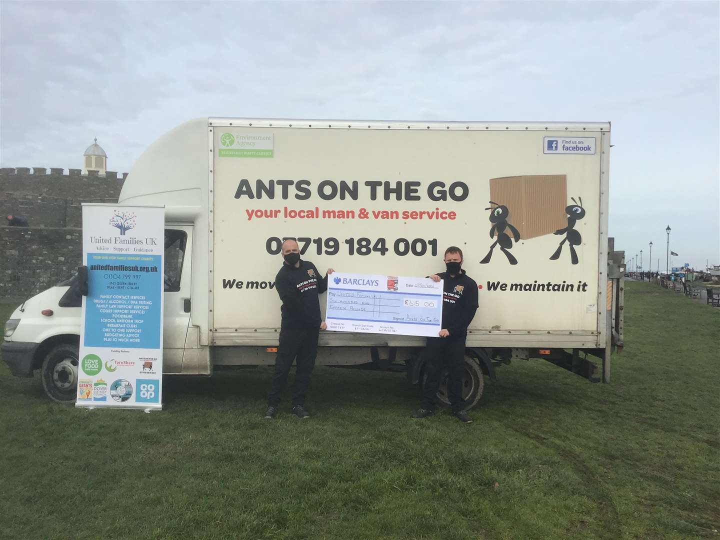 Ants on the Go is a business that helped United Families. It raised £615 in a Christmas tree collection service to help the charity's food bank