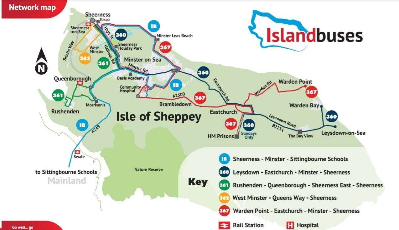 Chalkwell's routes for Island Buses