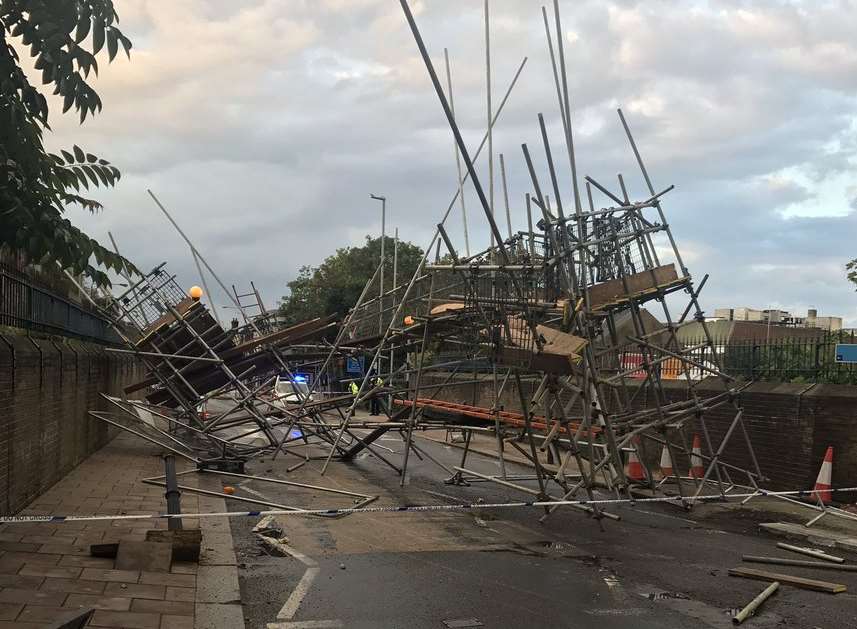 The scaffolding was seen in the road. Picture: Kent Police Gravesham