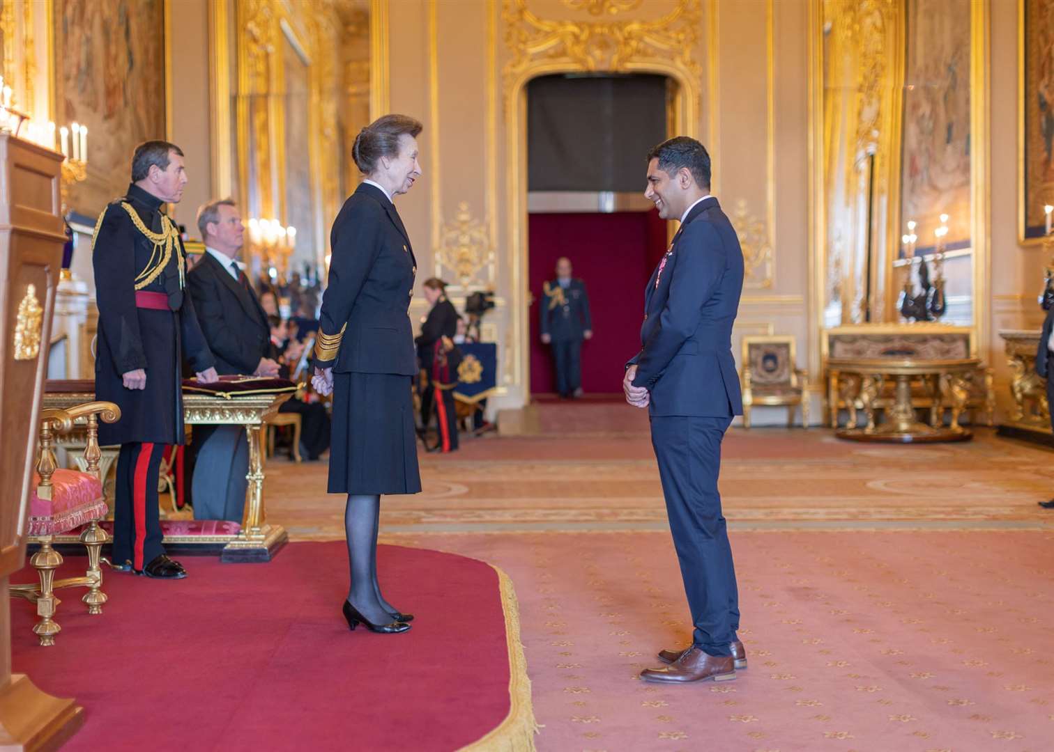 Gurvinder Sandher, from Cohesion Plus and Kent Equality Cohesion Council, received his MBE award by Anne Princess Royal at Windsor Castle. Picture: Gurvinder Sandher