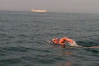 Swimmer Susan Taylor pictured during her cross-Channel attempt