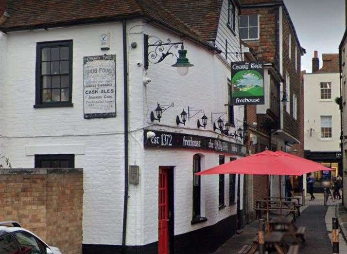 The violence broke out at The Cherry Tree pub in White Horse Lane, Canterbury, just off the high street
