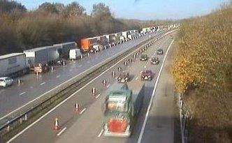 The queues on the M20. Picture: Highways England (5405106)