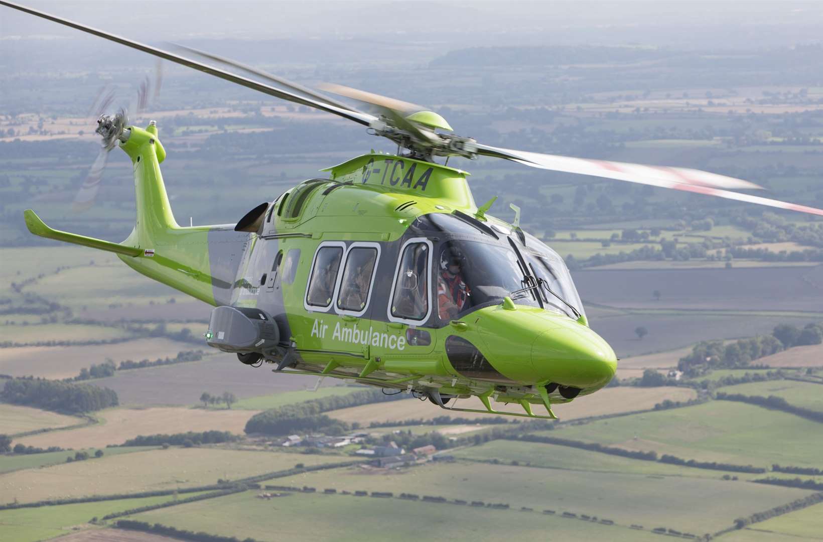 A helicopter for The Children’s Air Ambulance (TCAA). Stock image