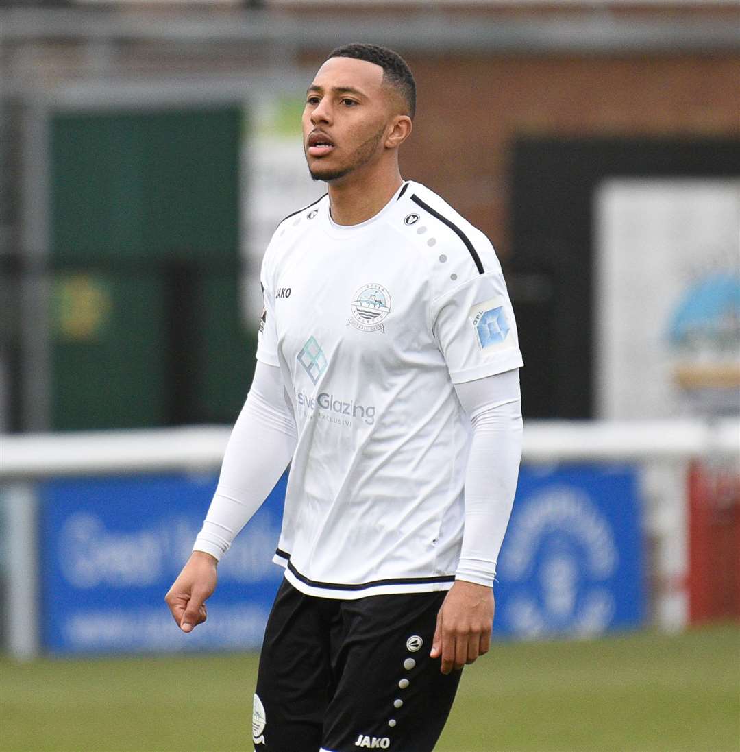 Former Dover Athletic defender Mr Simpson, pictured playing at Crabble Stadium in March last year. Picture: Alan Langley