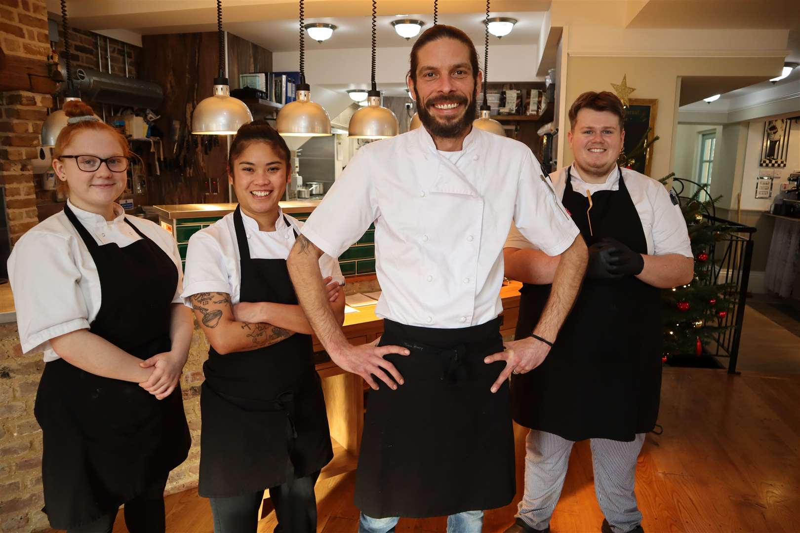 Head chef Bernard Johnson and his team, from the left, Gee, Blake Verlin and Ashleigh Hutchison, at Banks Restaurant in Minster on Sheppey. It was formerly the Prince of Waterloo pub
