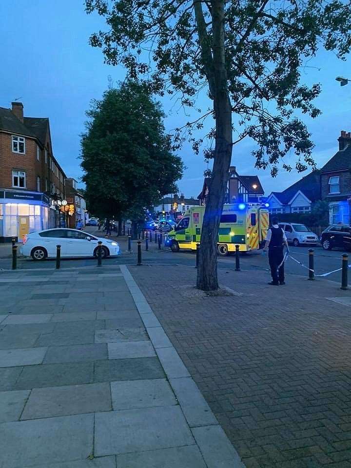 Ambulances at the scene of the incident in Chiselhurst last night. Picture: @Kent_999s
