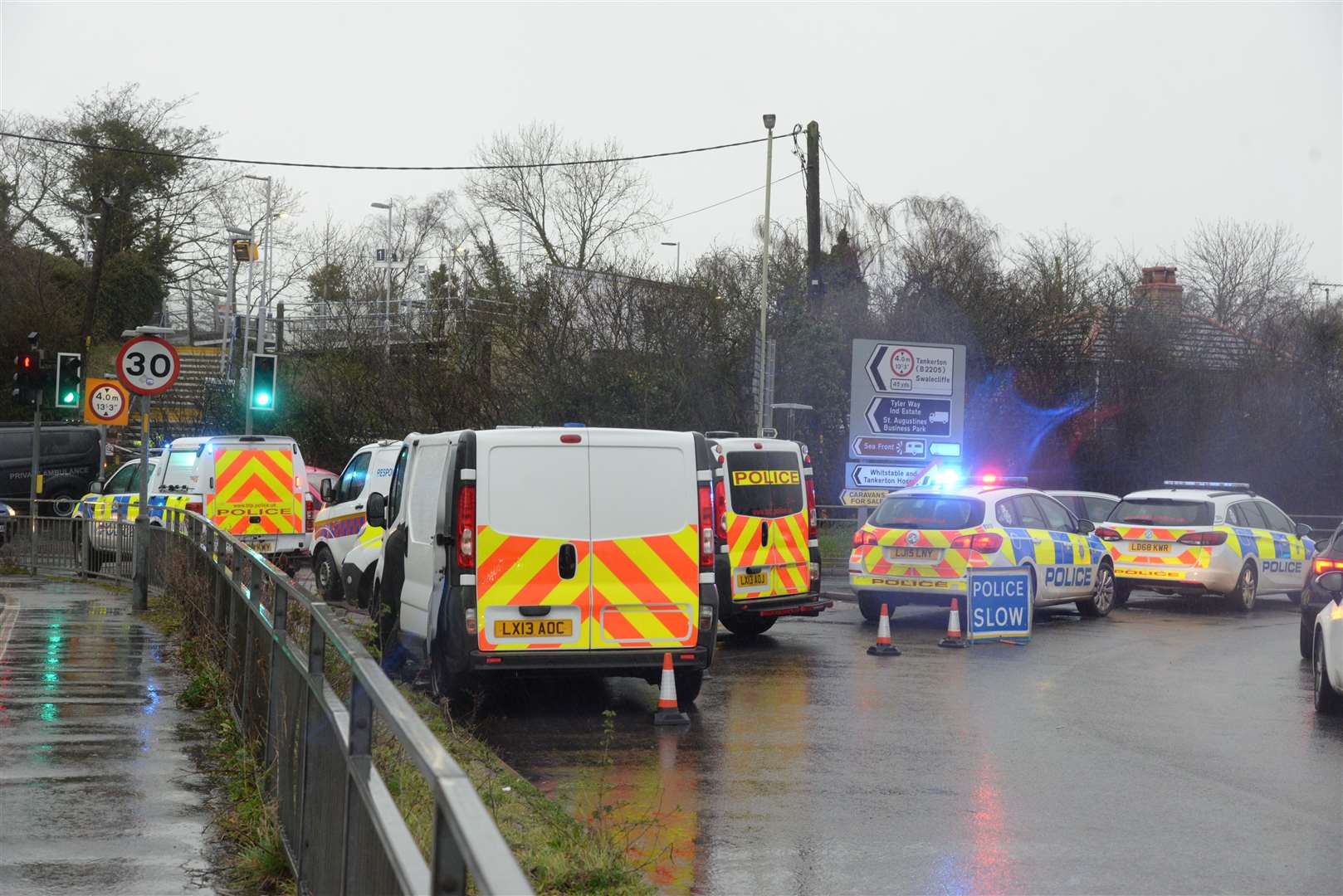 The scene at Chestfield and Swalecliffe railway station following a fatality. Picture: Chris Davey
