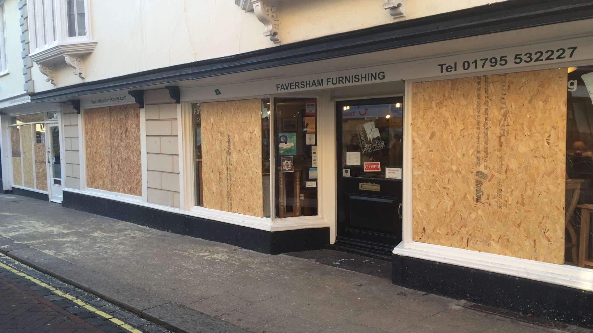 Independent business Faversham Furniture had all of its windows smashed.