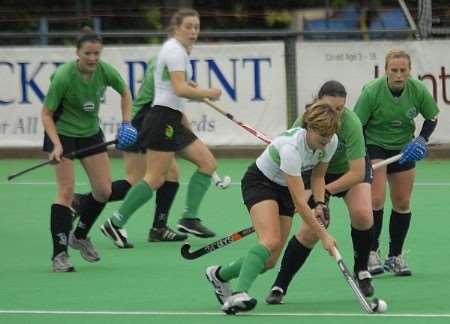 Canterbury Ladies, green and white, thrashed Chelmsford 7-0 in the Premier Division. Picture: Barry Duffield