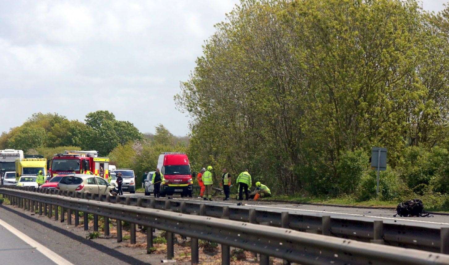 The scene of the accident on the M2. Picture: UKNIP