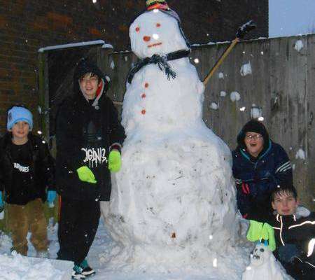 Sharon Ann Mcbride snapped children in Freesia Close, Gillingham, with their snowman and snowdog