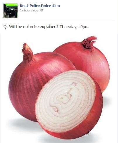 An image on the Kent Police Federation Facebook page mocking Ann Barnes's explanation of "the onion" theory