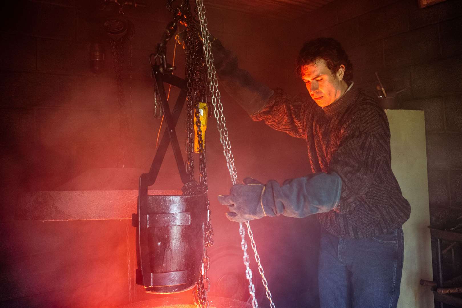Scenes from BBC drama The Gold show Tom Cullen as John Palmer smelting the gold. Picture: Tannadice Pictures/Sally Mais