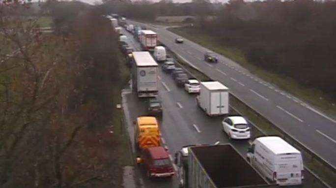 Queues on the A249 following the incident