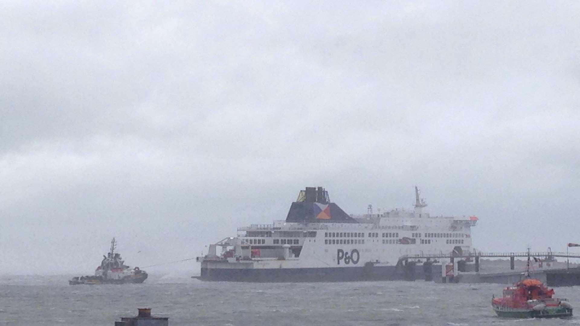 A P&O ferry bound for Dover has run aground in bad weather near the Port of Calais. Pic: Dean Carguillo
