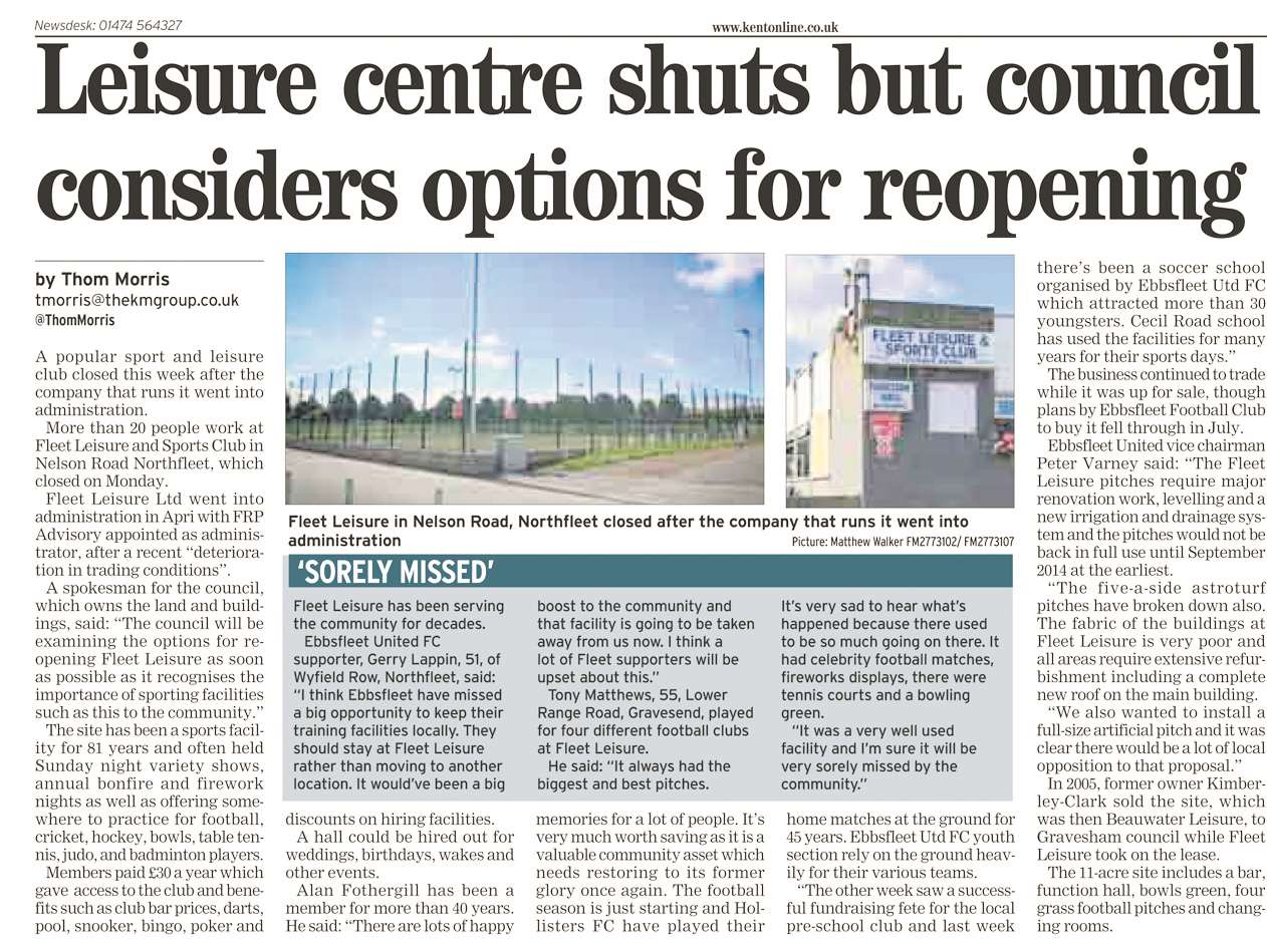 The Messenger's piece covering the closure of the sports ground