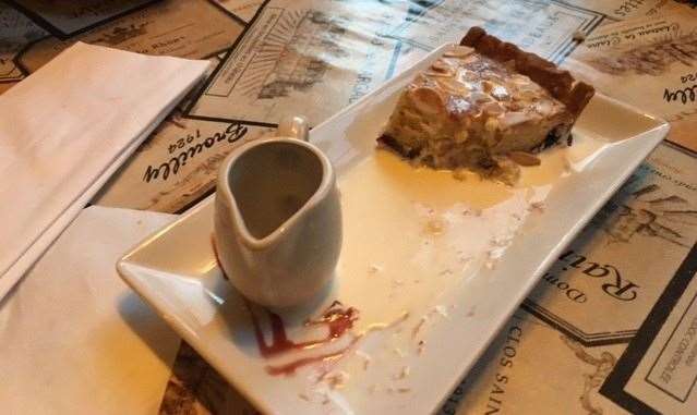 The red berry frangipane was served with pouring cream and ‘someone who will remain nameless’ didn’t wait long enough for me to get a picture