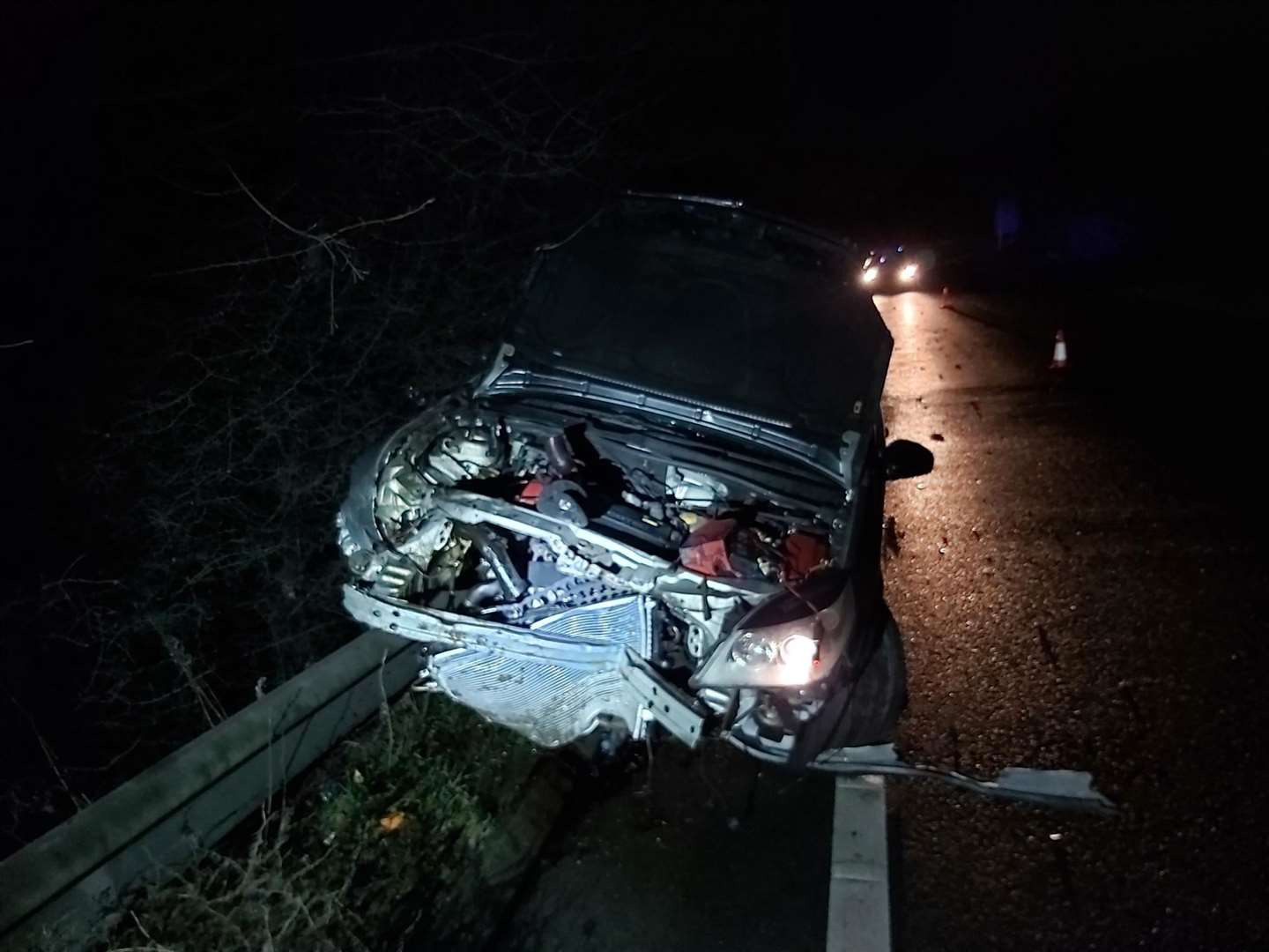 Police were called to reports of a single car crash on the A249. Picture: @kentpoliceswale