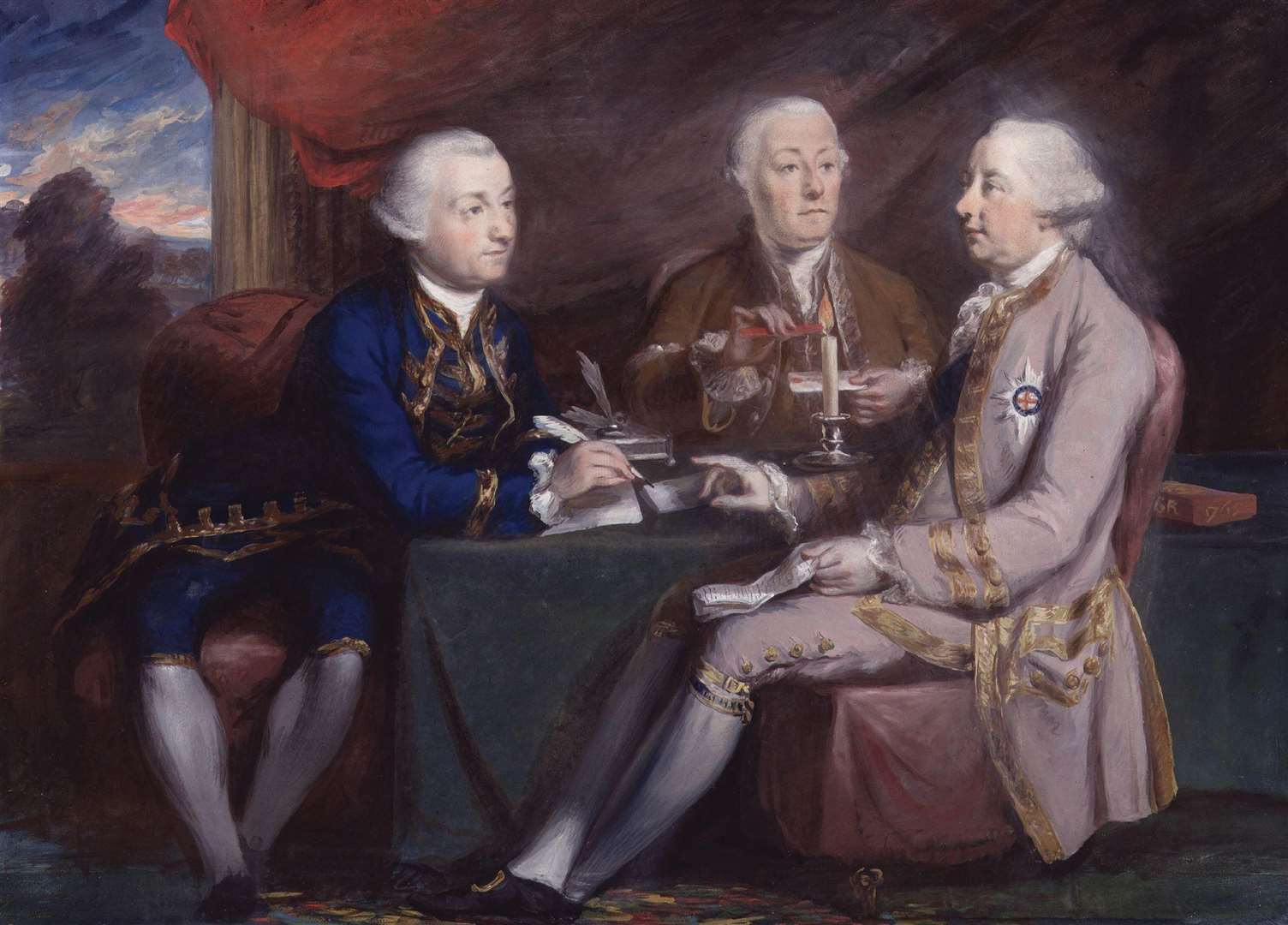 Lord Halifax and his secretaries, a painting by Daniel Gardner
