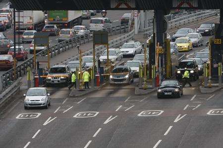 Queues at the Dartford crossing toll booths