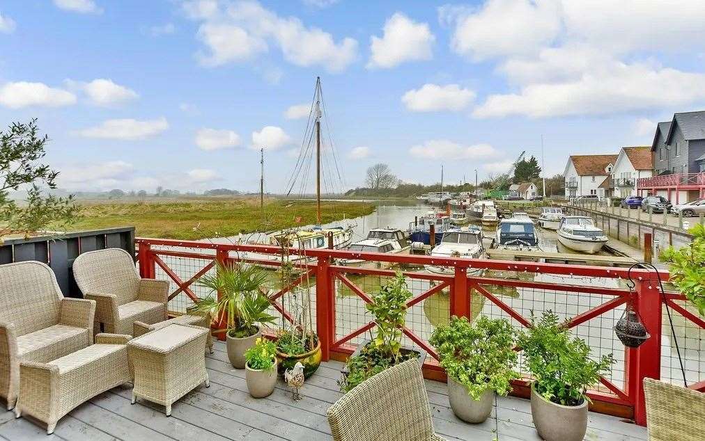 The property, near Sittingbourne, offers uninterrupted views of Conyer Creek. Picture: Wards