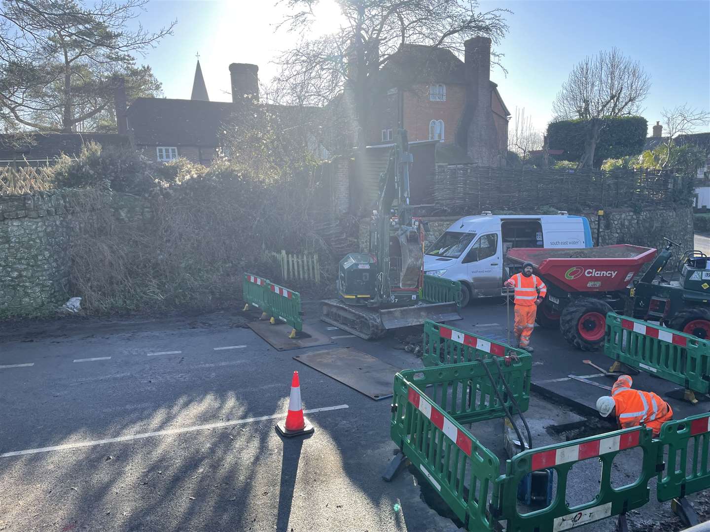 The work is being carried out right next to The Black Horse pub
