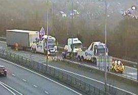The lorry crash on the A20. Picture: Highways England (5538713)