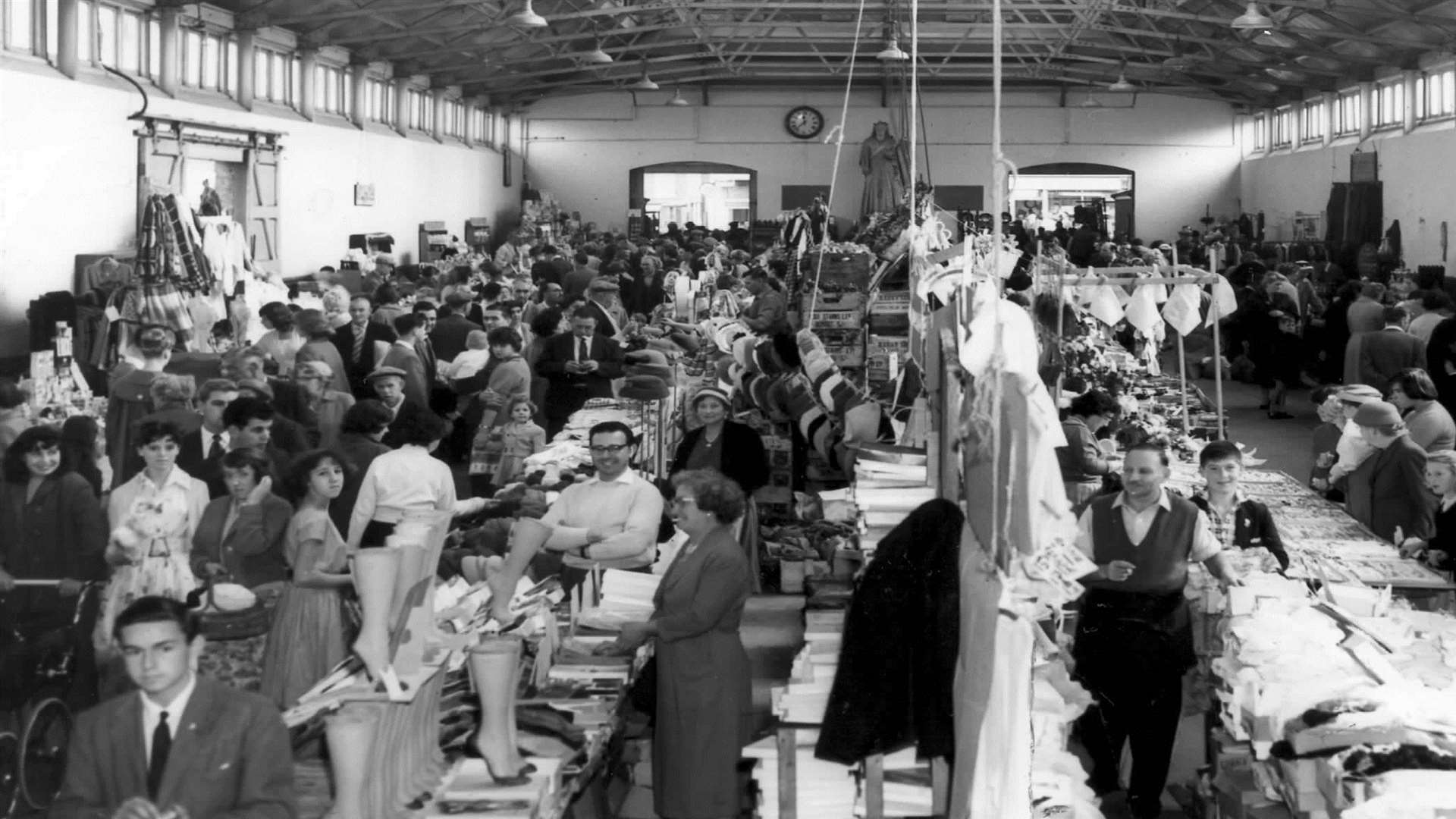 Typical Saturday morning scene in Gravesend market in 1959
