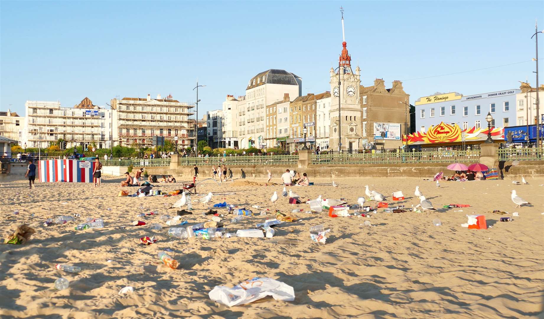 Margate main sands strewn with rubbish after visitors leave one day last June. Picture: Frank Leppard Photography