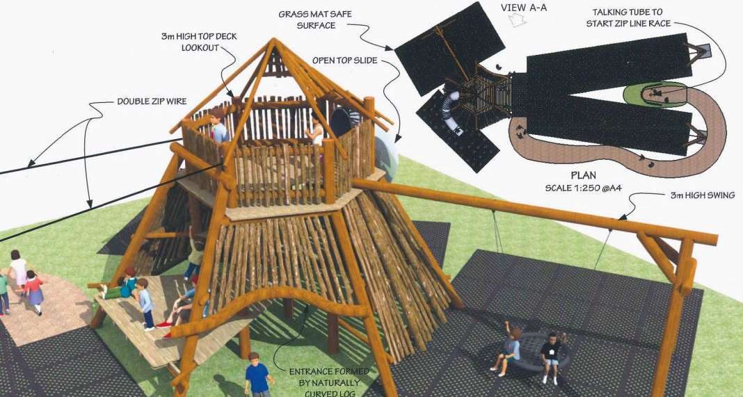Plans for the park include a wooden structure, swings and a slide