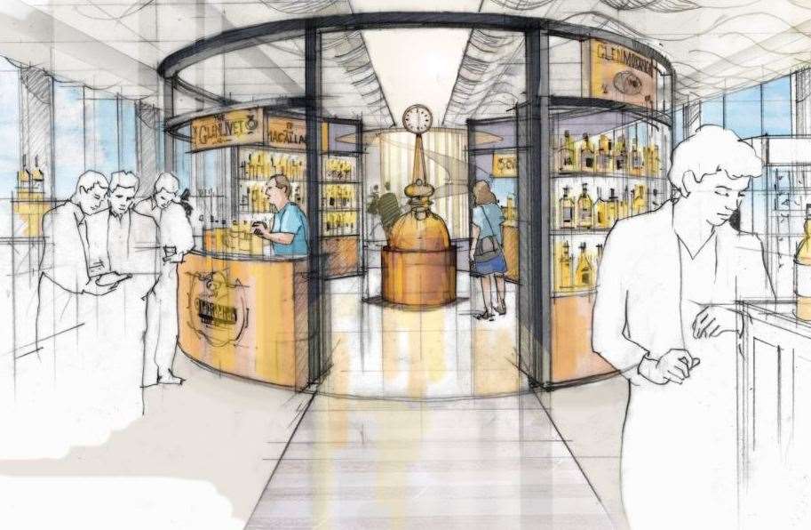 Artist's impression of how the DFDS-run duty-free stores will look when open