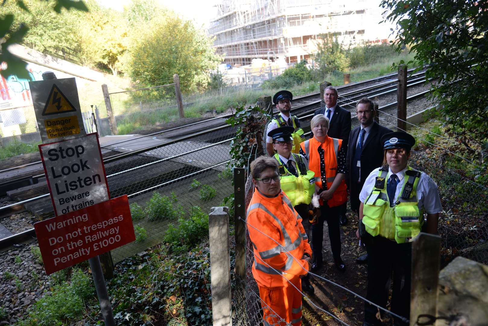 Network Rail and South Eastern Trains staff along with Cllr Mike Whiting at Simpson's Level Crossing, Bobbing. Picture: Chris Davey