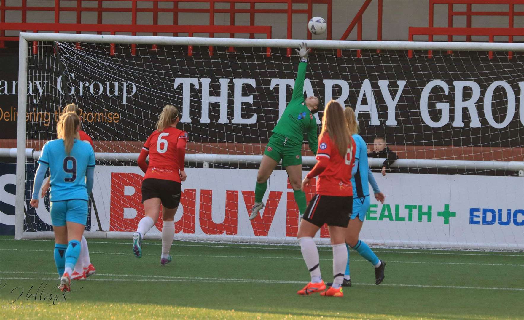 Goalkeeper Cara Davies sees an effort over the bar in Chatham Town’s game against Oxford United Picture: Allen's Photography