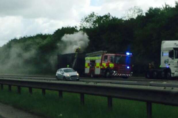 Smoke across the carriageway of the A249. Picture: @TaraaCampbell94