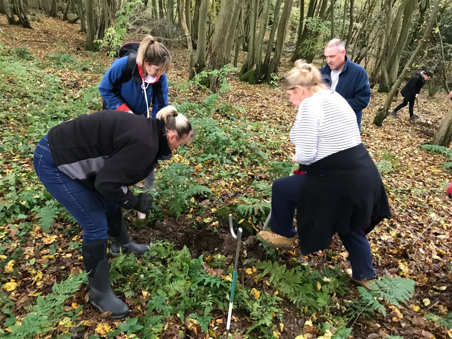 Villagers digging suspect patches of ground in Thrift Woods (21119672)